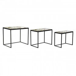 Jeu de 3 tables DKD Home Decor Noir Vert Doré 60 x 40 x 50 cm