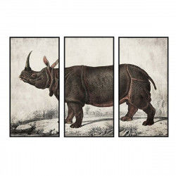 Schilderij DKD Home Decor Koloniaal Neushoorn (180 x 4 x 120 cm)