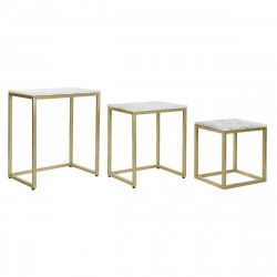 Juego de 3 mesas DKD Home Decor Blanco Dorado 50 x 35 x 60 cm