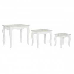 Set di 3 tavoli DKD Home Decor Bianco Marrone Chiaro 53 x 35 x 47 cm