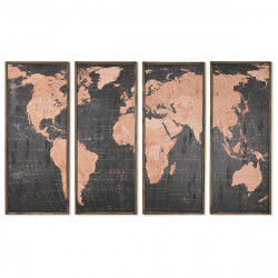 Jeu de 4 tableaux DKD Home Decor Mappemonde Vintage 200 x 3,5 x 120 cm