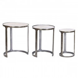 Set of 3 tables Home ESPRIT White Silver 45 x 45 x 56 cm