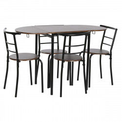 Conjunto de Mesa con 4 Sillas DKD Home Decor Marrón Negro Metal Madera MDF...