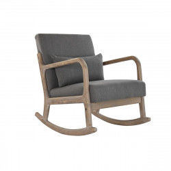 Rocking Chair DKD Home Decor Natural Dark grey Polyester Rubber wood Sixties...