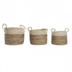 Basket set DKD Home Decor Brown Natural Bicoloured Seagrass Tropical 37 x 37...