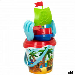 Set de jouets de plage Colorbaby Ø 18 cm Pirate (16 Unités)