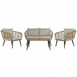 Conjunto de Mesa con 3 Sillones DKD Home Decor Cristal Negro Beige Marrón...