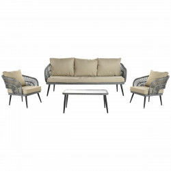 Conjunto de Mesa con 3 Sillones DKD Home Decor Cristal Negro Gris Beige...