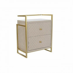 Mesa auxiliar DKD Home Decor Beige Dorado Metal Cristal 60 x 35 x 75 cm