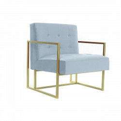 Fauteuil DKD Home Decor Doré Bleu ciel Métal Plastique Velours 67 x 70 x 76 cm