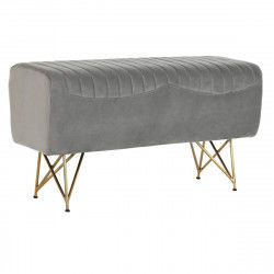 Banquette DKD Home Decor   90 x 31 x 47 cm Gris Doré Métal