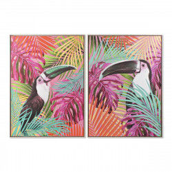 Quadro DKD Home Decor 103,5 x 4,5 x 144 cm Tropicale Uccelli (2 Unità)