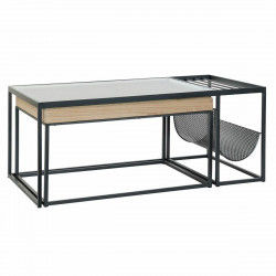 Mesa de Centro DKD Home Decor Negro Multicolor Natural Madera Metal Bambú...