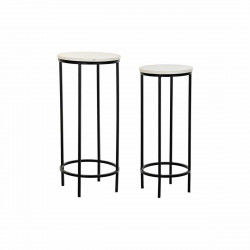 Set di 2 Tavolini DKD Home Decor Bianco Nero 30,5 x 30,5 x 69 cm