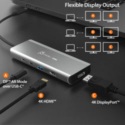 Hub USB j5create JCD401-N Argentato