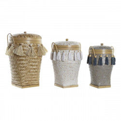 Basket spelset DKD Home Decor 39 x 39 x 55 cm Bamboe Franjes Boho