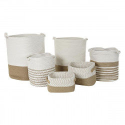 Basket spelset DKD Home Decor Wit Katoen Jute (45 x 45 x 54 cm) (6 Onderdelen)