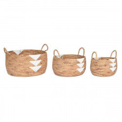 Basket set DKD Home Decor White Natural Rope Seagrass Boho 55 x 55 x 40 cm