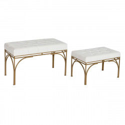 Banquette DKD Home Decor Blanc Métal 80 x 40 x 48 cm (2 Unités)