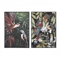 Painting DKD Home Decor Parrot Tropical 83 x 4,5 x 122,5 cm 83 x 4,5 x 123 cm...