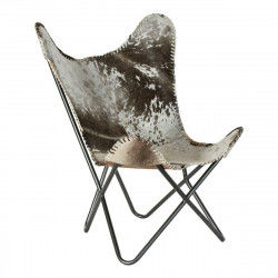 Armchair DKD Home Decor 8424001824403 Grey Leather White Light brown Iron (70...