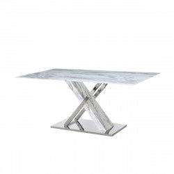 Eettafel DKD Home Decor Kristal Zilverkleurig Grijs Staal Wit 180 x 90 x 78 cm