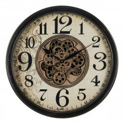 Horloge Murale Noir Crème Verre Fer 66 x 9,5 x 66 cm (3 Unités)