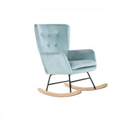 Fauteuil à Bascule DKD Home Decor 68 x 90 x 92 cm Naturel Noir Métal Bleu ciel