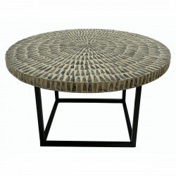 Side table DKD Home Decor White Black Navy Blue Iron Mother of pearl 60 x 60...