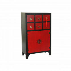 Cajonera DKD Home Decor Negro Rojo Abeto Madera MDF Oriental 63 x 27 x 101 cm