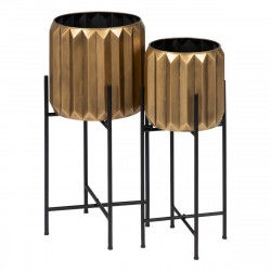 Set of Planters Golden Iron 33 x 33 x 66 cm (2 Units)