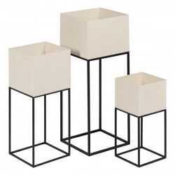 Set of Planters Cream Metal 26 x 26 x 70 cm (3 Units)