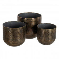 Set of Planters Bronze Golden Aluminium 37,5 x 37,5 x 35 cm (3 Units)