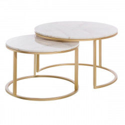 Jeu de 2 tables Blanc Doré 79 x 79 x 45 cm (2 Unités)