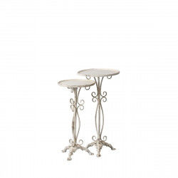 Set of 2 tables Cream Iron 40 x 40 x 77 cm (2 Units)