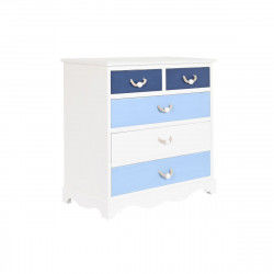 Cajonera DKD Home Decor Blanco Azul cielo Azul marino Cuerda Madera MDF 80 x...