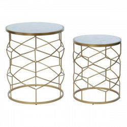 Table d'appoint DKD Home Decor Doré Métal Blanc Marbre 46 x 46 x 57 cm