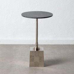 Table d'appoint 38,5 x 38,5 x 65 cm Noir Argent Aluminium Marbre