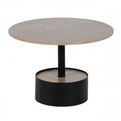 Hoofdtafel Zwart Natuurlijk Ijzer Hout MDF 65 x 65 x 37,5 cm