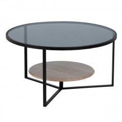 Centre Table Black Natural Crystal Iron MDF Wood 75 x 75 x 40 cm