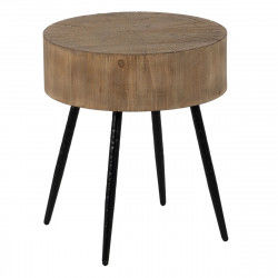 Petite Table d'Appoint Noir Naturel Fer Bois MDF 47 x 47 x 55 cm