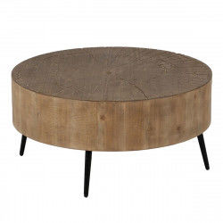 Hoofdtafel Zwart Natuurlijk Ijzer Hout MDF 80 x 80 x 38,5 cm