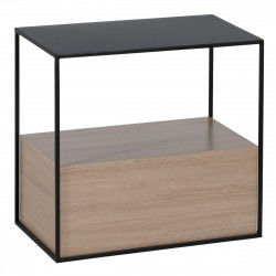 Nightstand Black Natural Iron DMF 57 x 34 x 55 cm