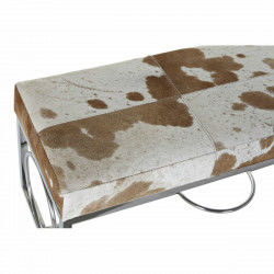 Kruk DKD Home Decor   Zwart Staal Leer Wit (122 x 41 x 44 cm)