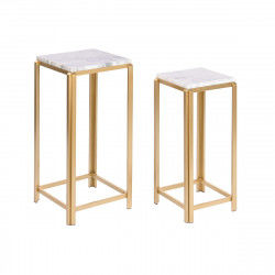 Jeu de 2 tables DKD Home Decor Blanc Doré 33 x 33 x 70 cm