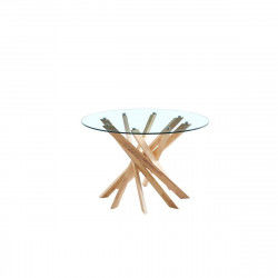 Dining Table DKD Home Decor Brown Transparent Crystal Walnut 120 x 120 x 76 cm