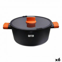 Casserole avec Couvercle en Verre Quttin Gastro Noir Orange 34,5 x 25,5 x 12...