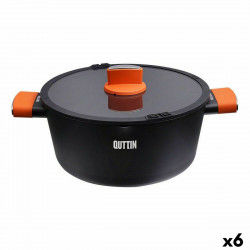 Cacerola con Tapa de Cristal Quttin Gastro Negro Naranja 38,5 x 29,5 x 13 cm...