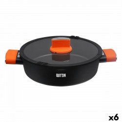 Casserole avec Couvercle en Verre Quttin Gastro Noir Orange 36,5 x 27 x 8,5...