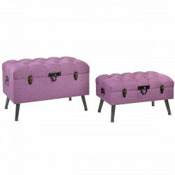 Banquette DKD Home Decor   Métal Polyester Fuchsia Bois MDF (81 x 42 x 52 cm)